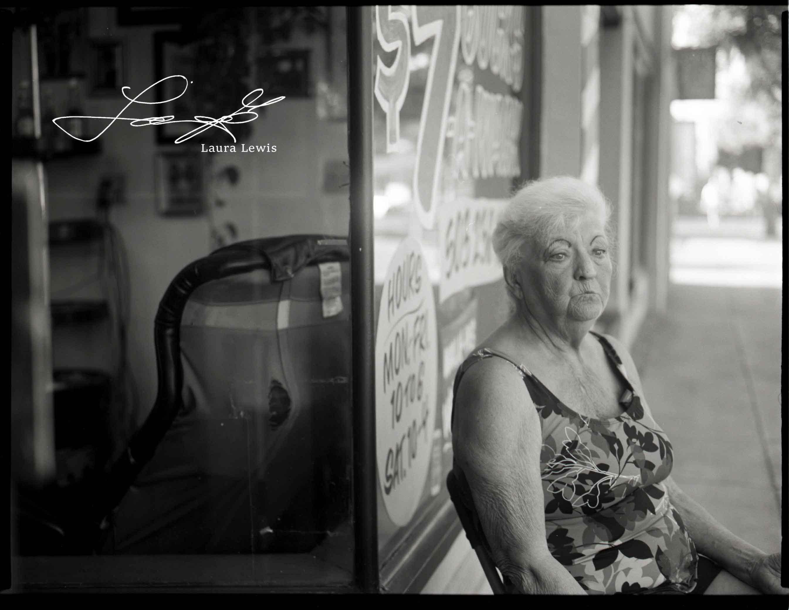Documentary portrait photographed on black-and-white film